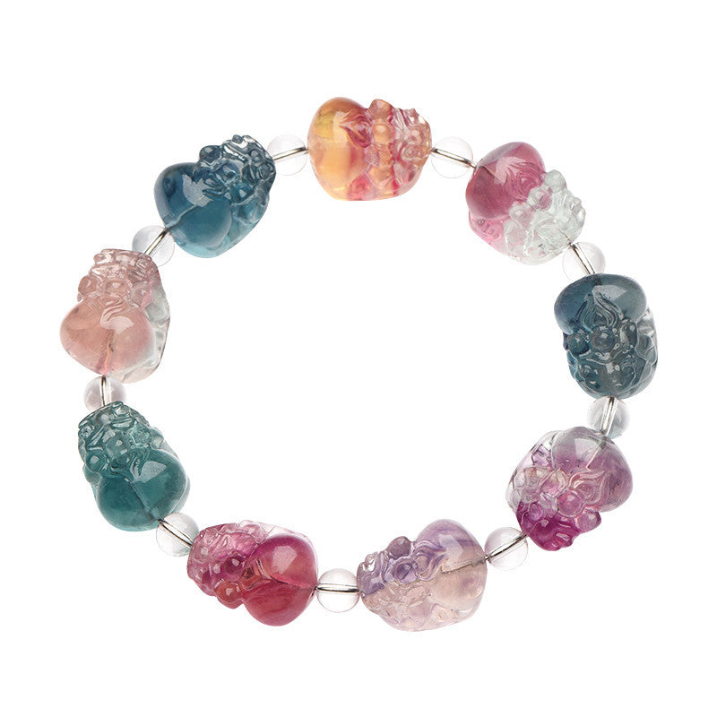 Carved Fluorite Small Fish Rabbit Dual Bracelets