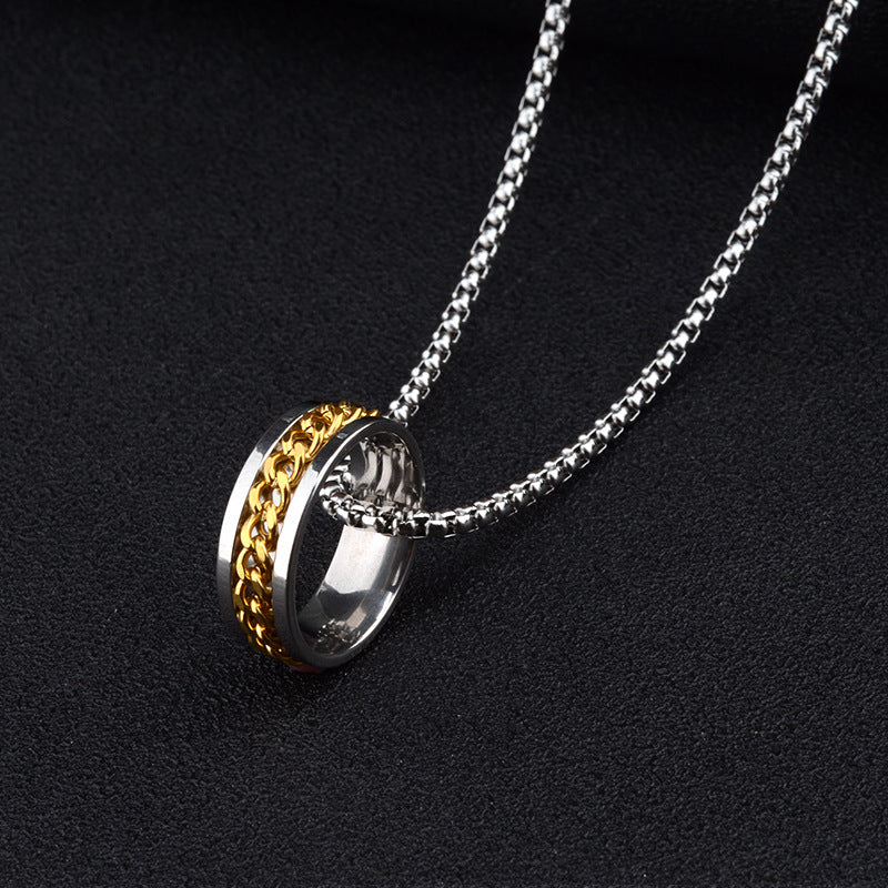 Women's & Men's Titanium Steel Chain Rotatable Decompression Ornament Necklaces