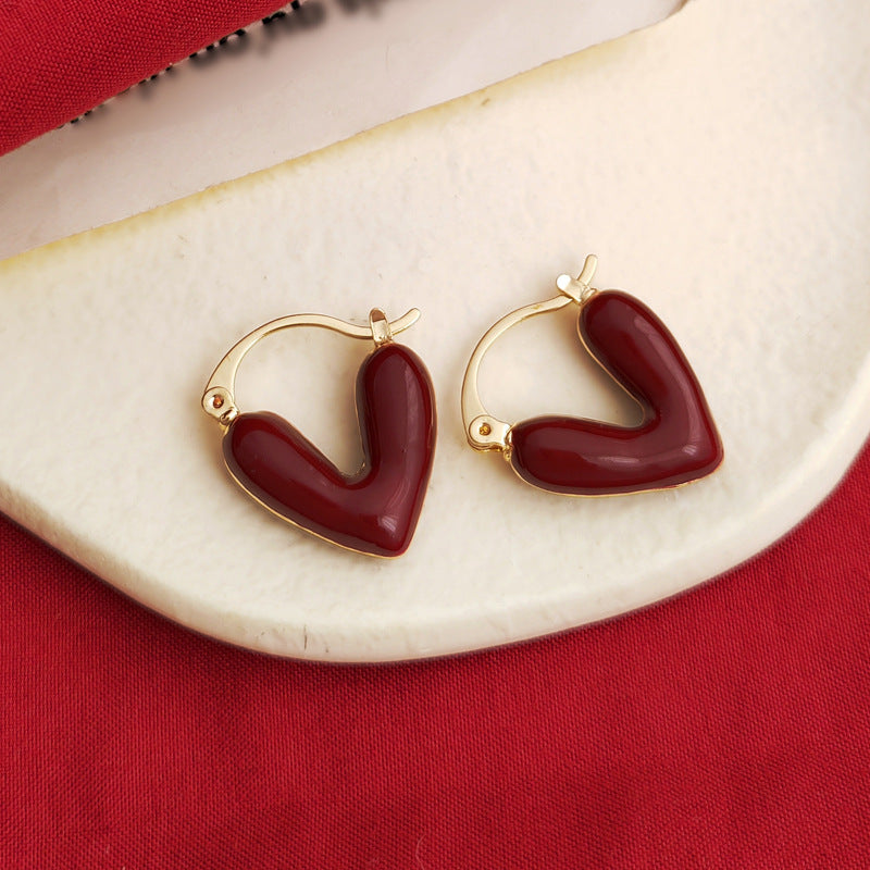 Fashionable Retro Red Series Niche Temperament Earrings