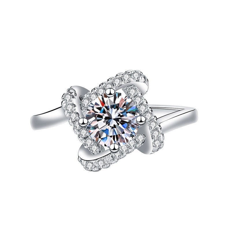 Elegant Imitation Moissanite Open Adjustable Live Broadcast Rings