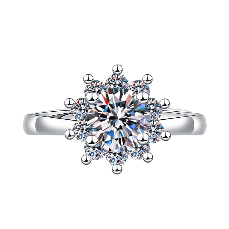 Elegant Imitation Moissanite Open Adjustable Live Broadcast Rings