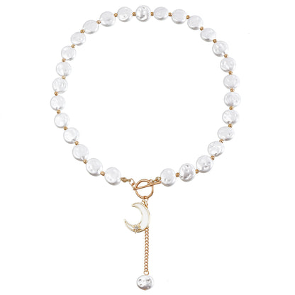 Baroque Imitation Flat Pearl Cold Style Tassel Necklaces