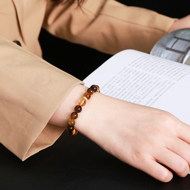 Women's & Men's Jewelry Natural Yellow Round Beads Crystal Bracelets