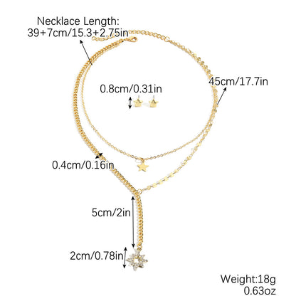 Jewelry Suit Five-pointed Star Twin Zircon Necklaces