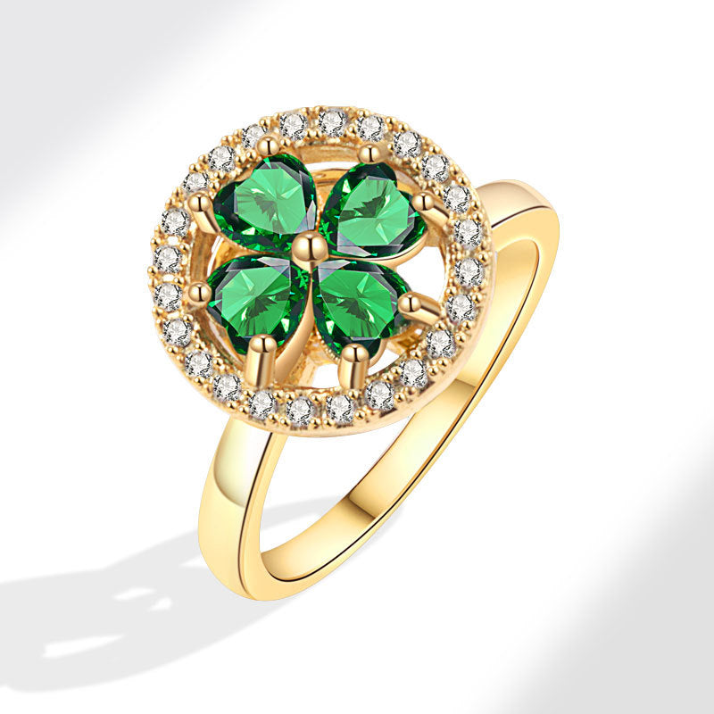 Female Style Emerald Open-end Zircon Rotating Rings