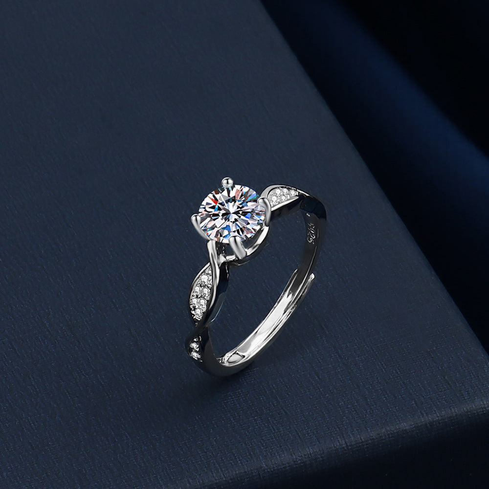 Elegant Imitation Moissanite Open Adjustable Live Broadcast Rings