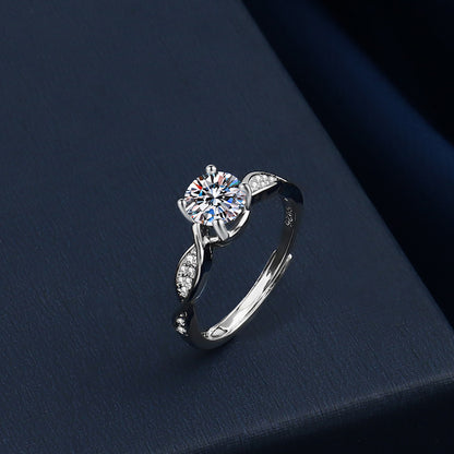 Elegant Imitation Moissanite Open Adjustable Live Broadcast Rings