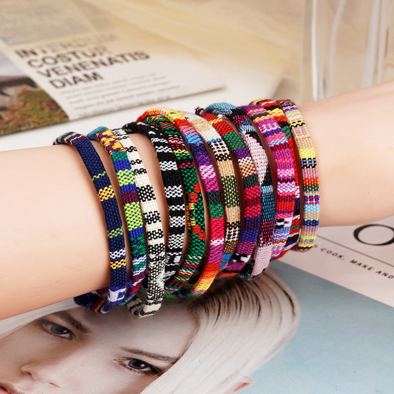 Bohemian Style Cotton Linen Fabric Woven Simple Friendship Bracelets