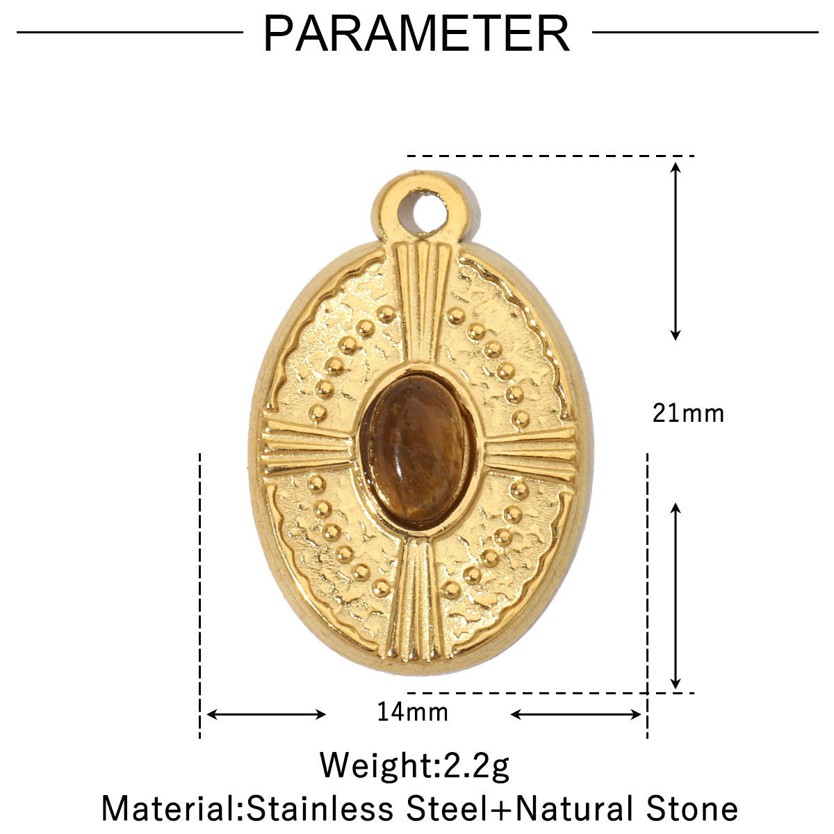 Natural Stone Titanium Steel Female French Pendants