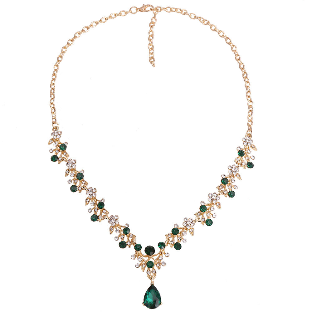 Crystal Water Drop Two-piece Set Bride Wedding Necklaces