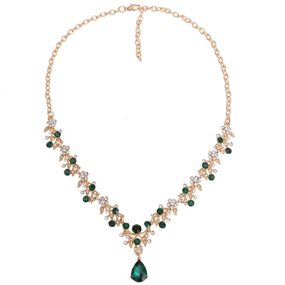 Crystal Water Drop Two-piece Set Bride Wedding Necklaces