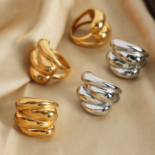 Personalized Minority Elegant Simple Jewelry Water Drop Stitching Design Rings