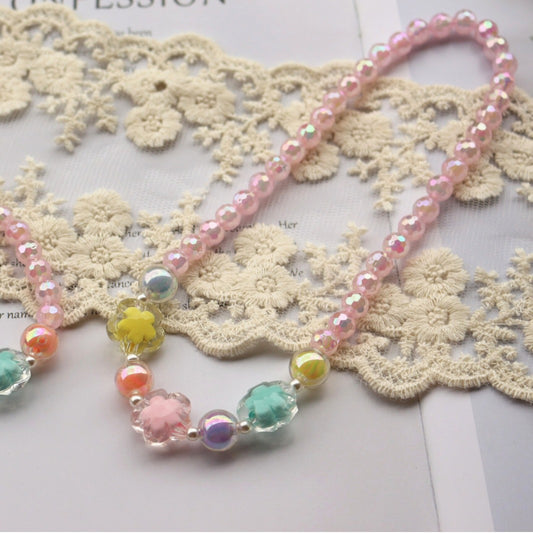 Korean Style Shiny Transparent Flower Candy Color Necklaces