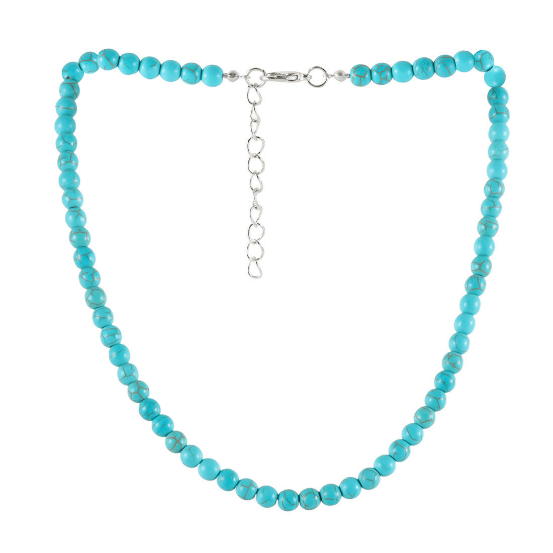 Turquoise Round Beads String Of Personalized Short Chain Necklaces