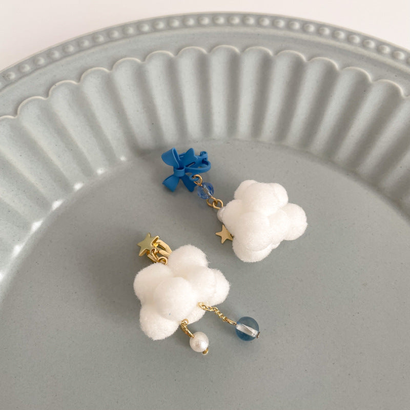 Cloud Pompons Cute Blue Bow Top Rings