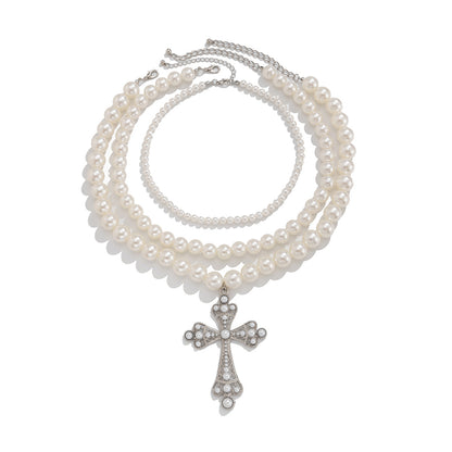 Personality Hollow Out Cross Twin Clavicle Necklaces