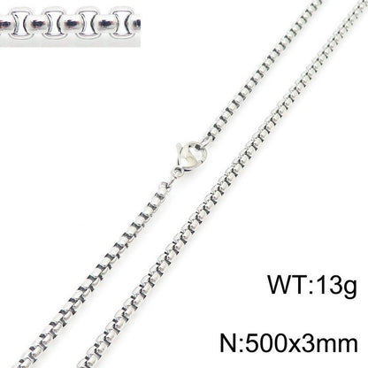 Women's & Men's Stainless Steel Square Pearl Chain Titanium Card Necklaces