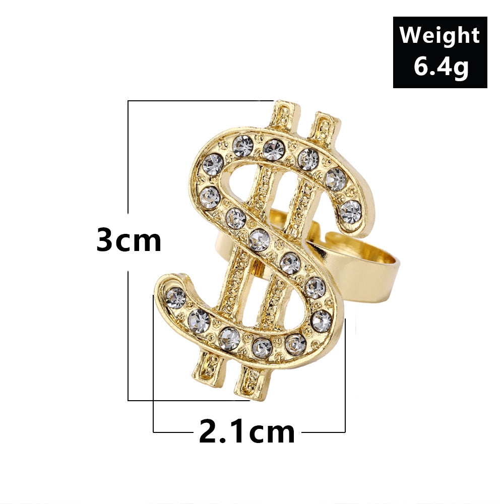 Women's & Men's Nightclub Dollar Symbol Open Hip Hop Rings