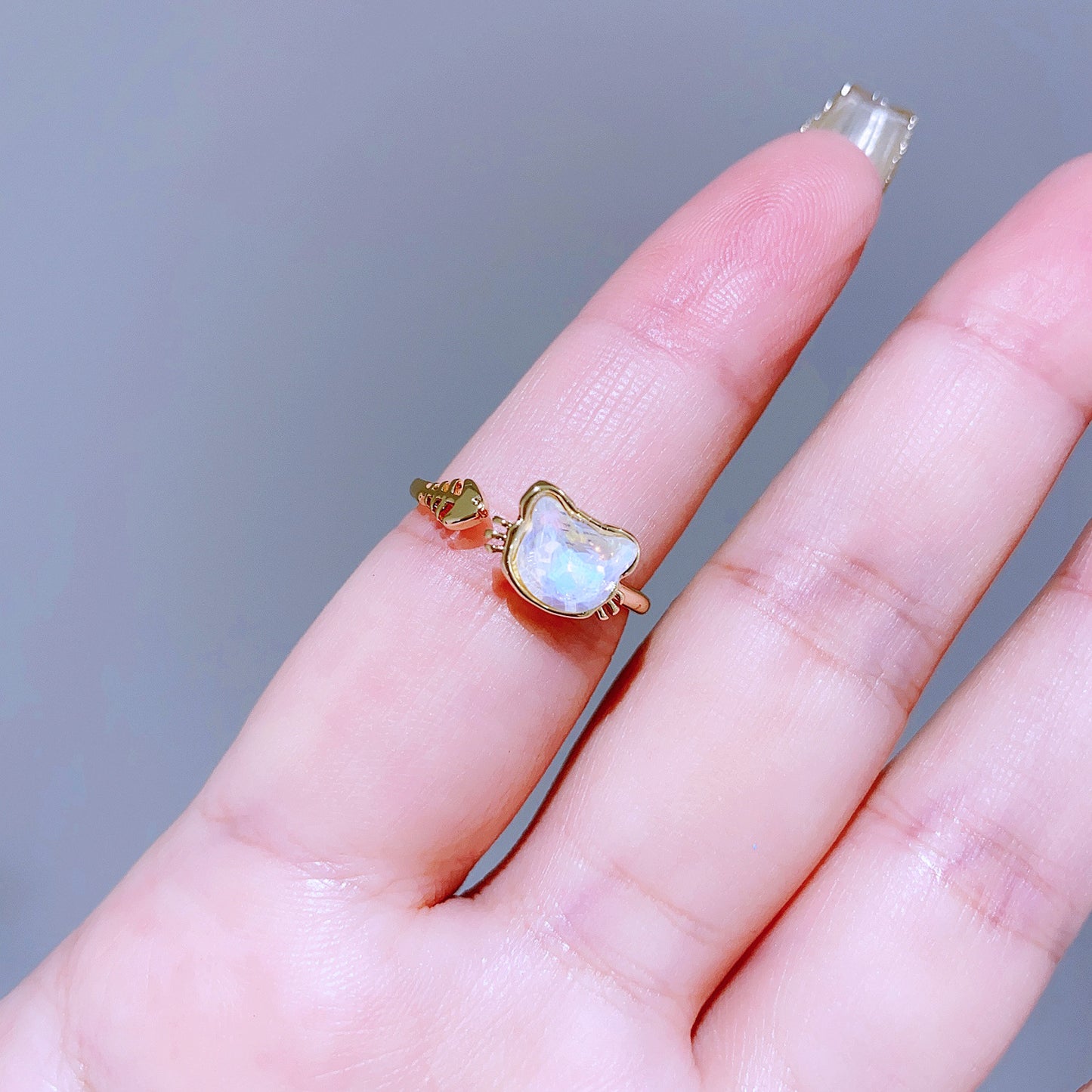 Quality Moonstone Natural Opal Open Trendy Rings