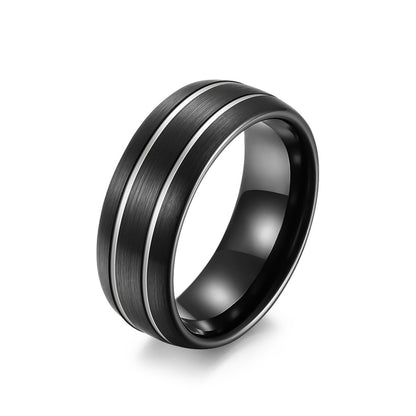 Men's Brushed Matte Plated Two-color Tungsten Steel Rings