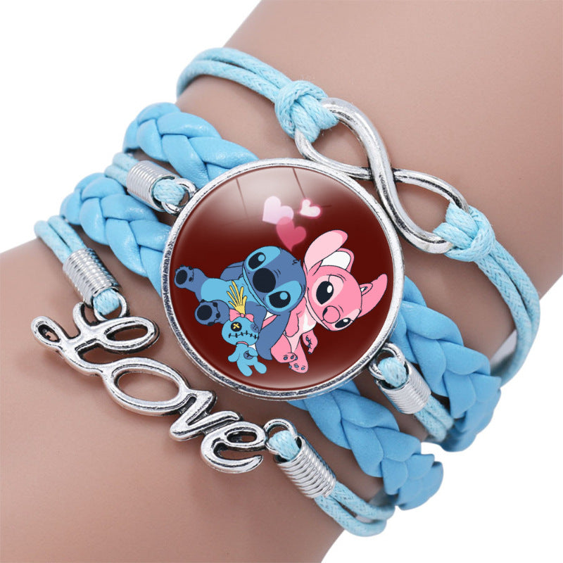 Cartoon Star Stitch Time Stone Leather Bracelets