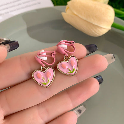 Women's Graceful Cute Flower Ear Clip Simple Earrings