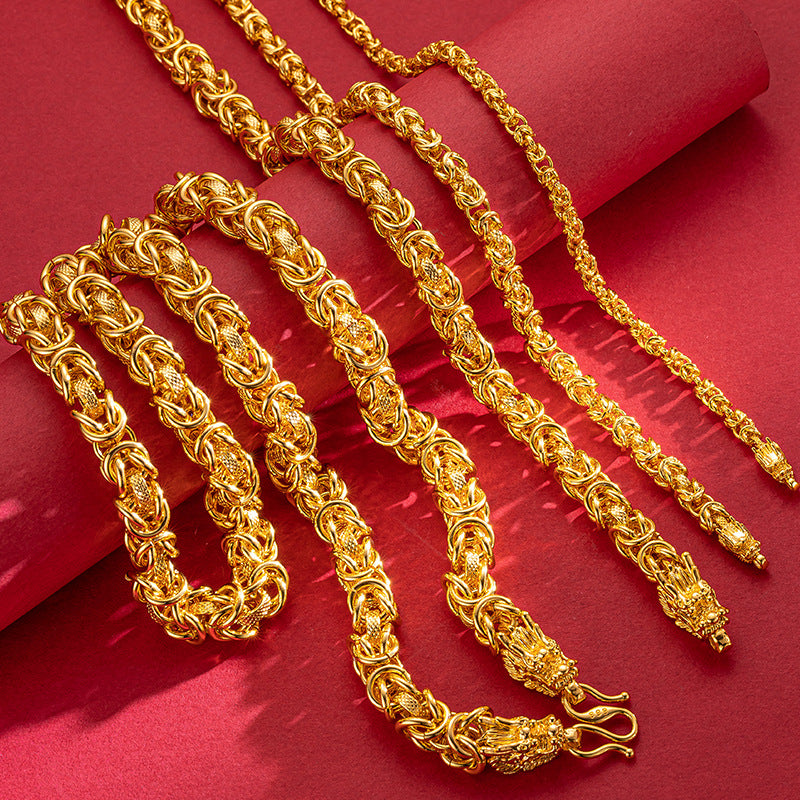 Yellow Gold Fashion Cloth Pattern Dragon Necklaces