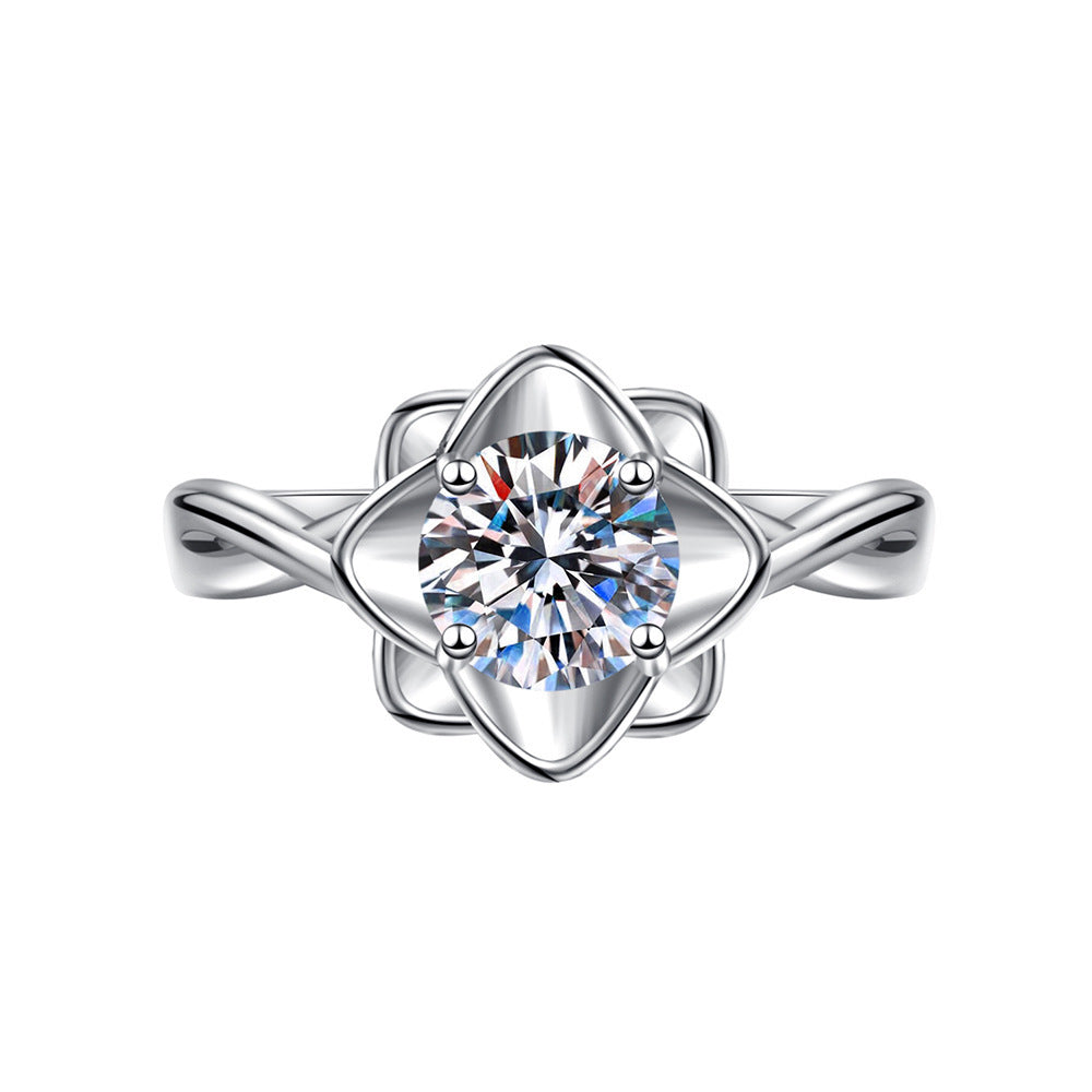 Elegant Imitation Moissanite Open Adjustable Live Broadcast Rings