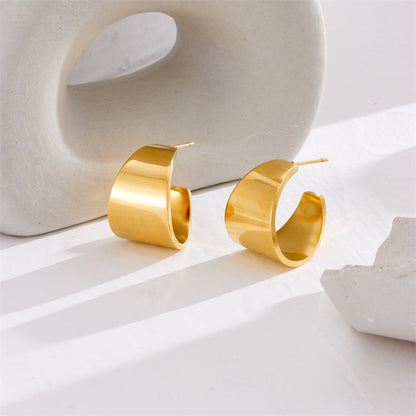 Style Exquisite Glossy Shaped Wide Surface High-grade Earrings