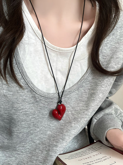 Heart Pull-out Adjustable Sweater Chain Niche Necklaces