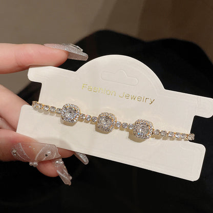 Women's High-grade Light Luxury Zircon Flower Fashion Chinese Valentine's Bracelets