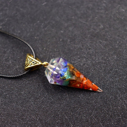 Colorful Gravel Hexagonal Cone Hexagon Prism Pendants