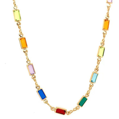 Colorful Diamond Bright Crystal Trendy Simple Necklaces