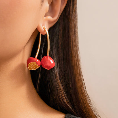 Ornament Sweet Dopamine Alloy Fruit Ear Earrings