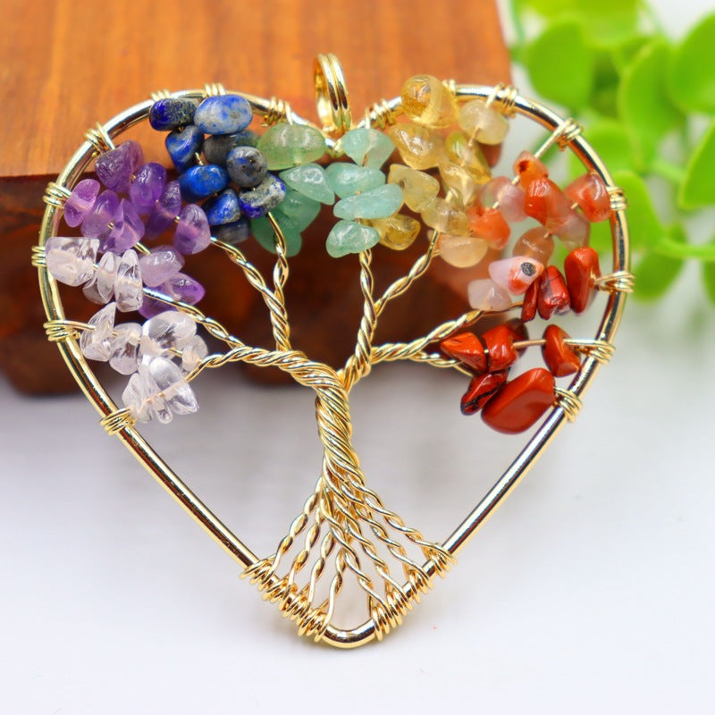 Natural Crystal Gravel Winding Colorful Tree Of Pendants