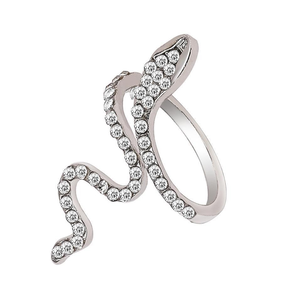 Inlaid Zircon Winding Simulated Snakes Female Niche Design Rings