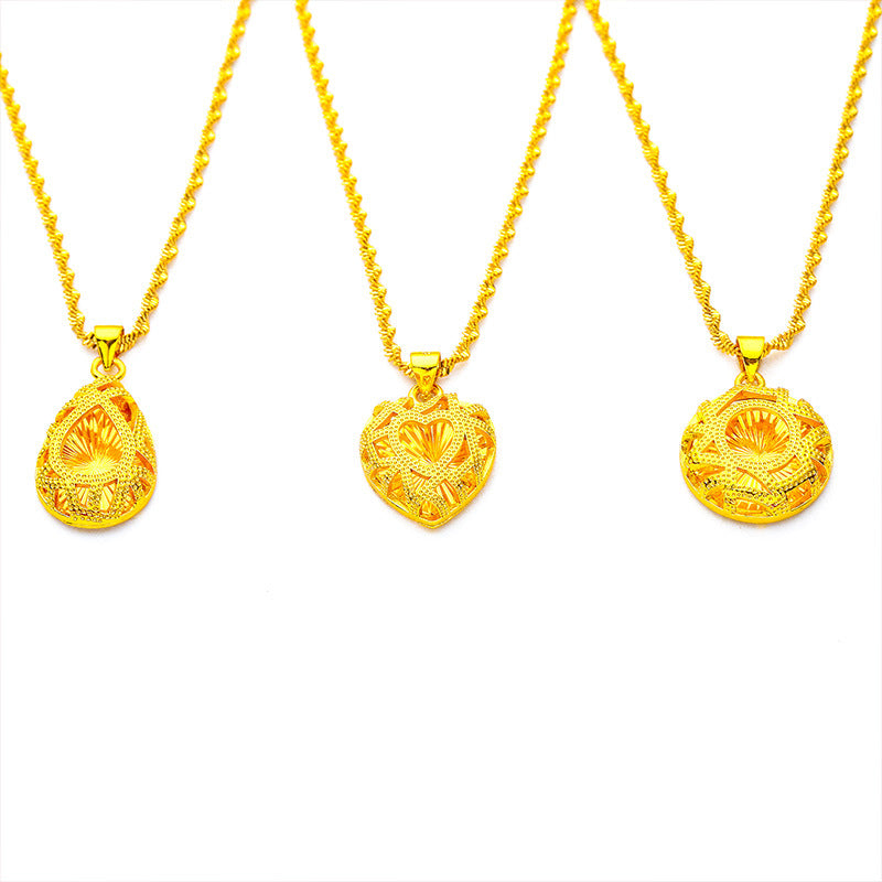 Women's Vietnam Placer Gold Water Drop Love Necklaces