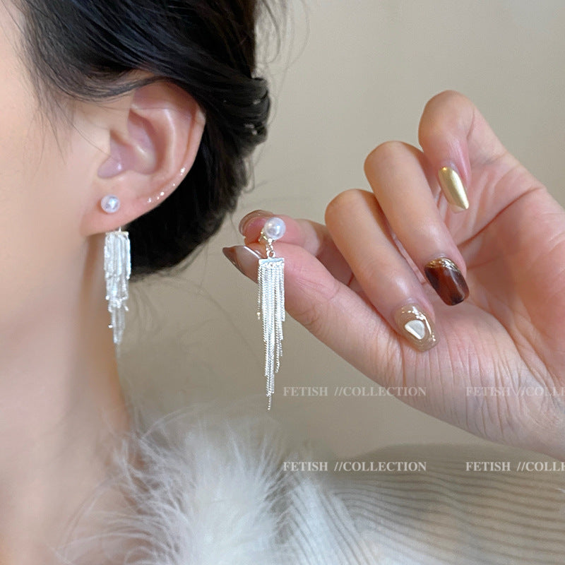 Light Luxury Minority Bow Zircon Pearl Elegant Earrings