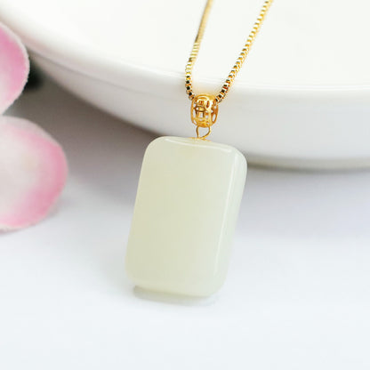 Women's White Square Lucky Titanium Steel Affordable Pendants