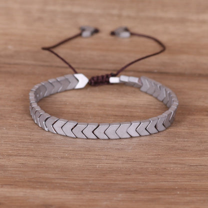 Men's Color Gall Stone Arrow Punk Hand-woven Bracelets