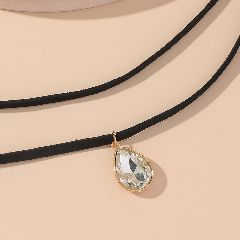 Female Simple Double Layer Water Drop Neckband Necklaces