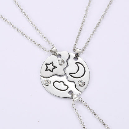 Cool Beautiful Ornament Heart-shaped Square Girlfriends Necklaces