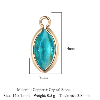 Rectangle Copper Glass Crystal Shuttle Eyes Pendants