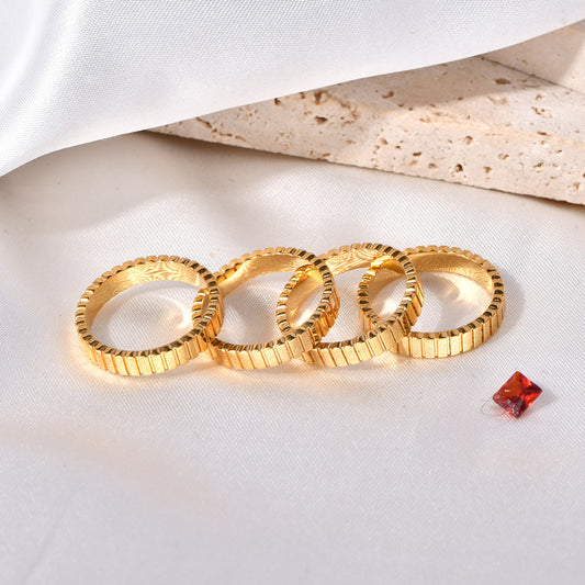 Gear Cold Wind Irregular Fine Wave Rings