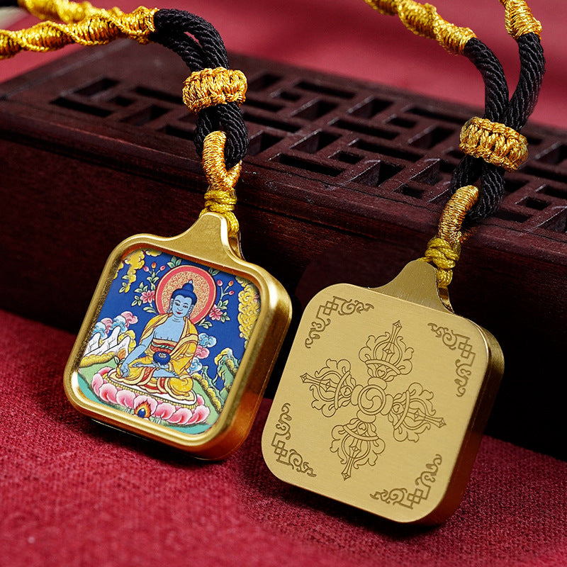 Women's & Men's Statue Of The Buddha Carry-on Yellow Wealth Bodhisattva Pendants