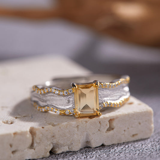 Sterling Sier Natural Olivine Amethyst Citrine Colored Rings
