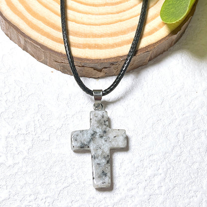 Crystal Cross Fashion Ornament Accessories Leather Rope Pendants