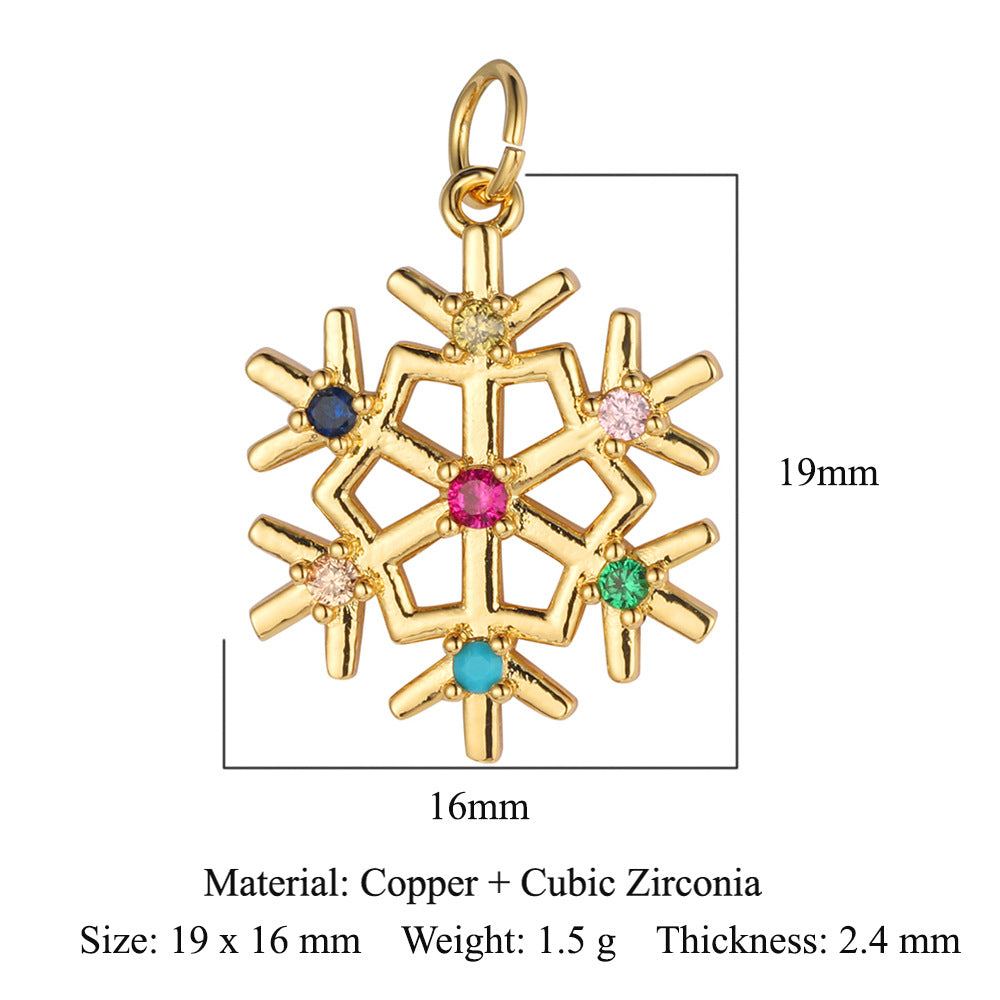 Copper Zircon Snowflake Gift Ornament Accessories Pendants