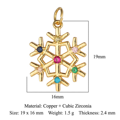 Copper Zircon Snowflake Gift Ornament Accessories Pendants