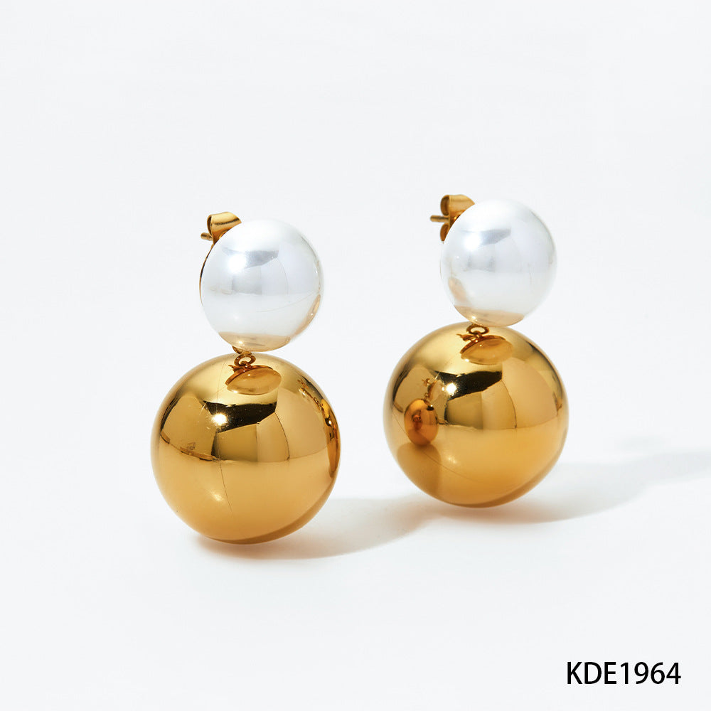 Women's Pearl High Sense Stainless Steel Ball Earrings